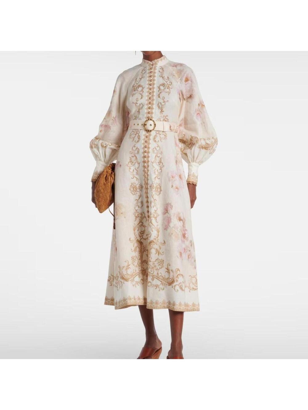 Zimmermann Hypnotic Buttoned Floral Midi Dress Size AU2 US6 NWT